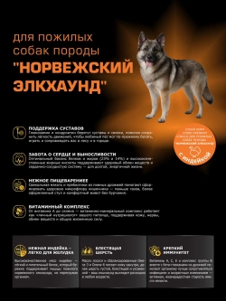 Корм для Норвежский элкхаунд старше 5 лет, с индейкой, 3 кг