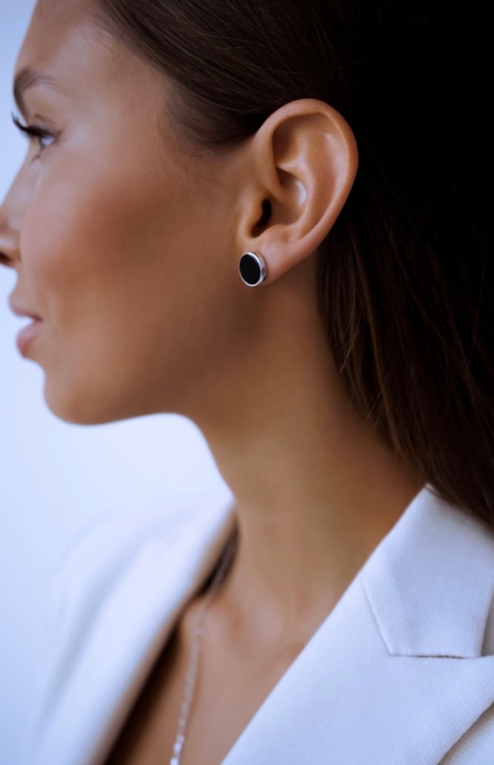 Пусеты Black с черным ониксом