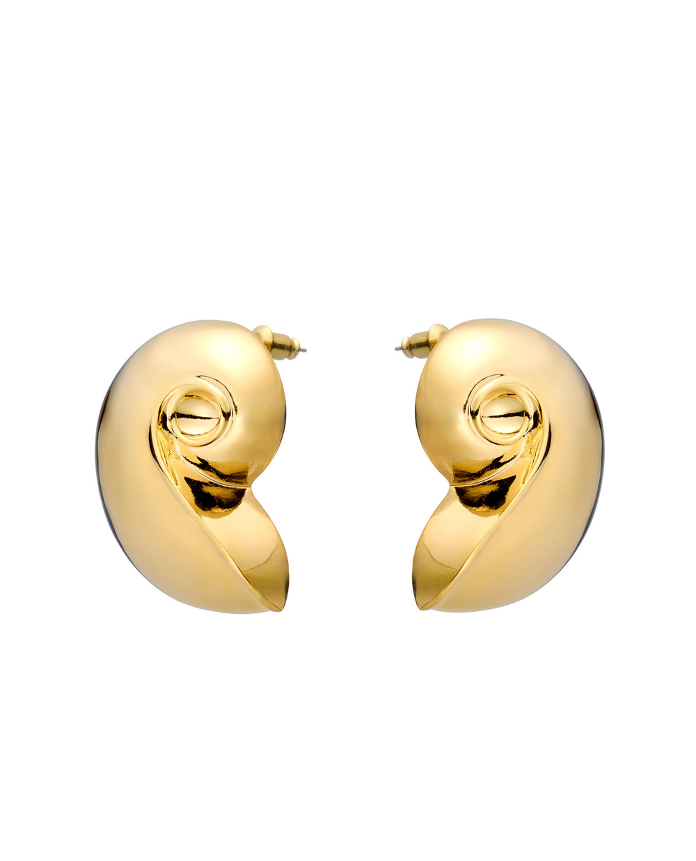 серьги массивные ракушки, золото