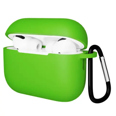 Чехол для Airpods Pro 2 Gurdini прорезиненный soft touch c карабином Зеленый