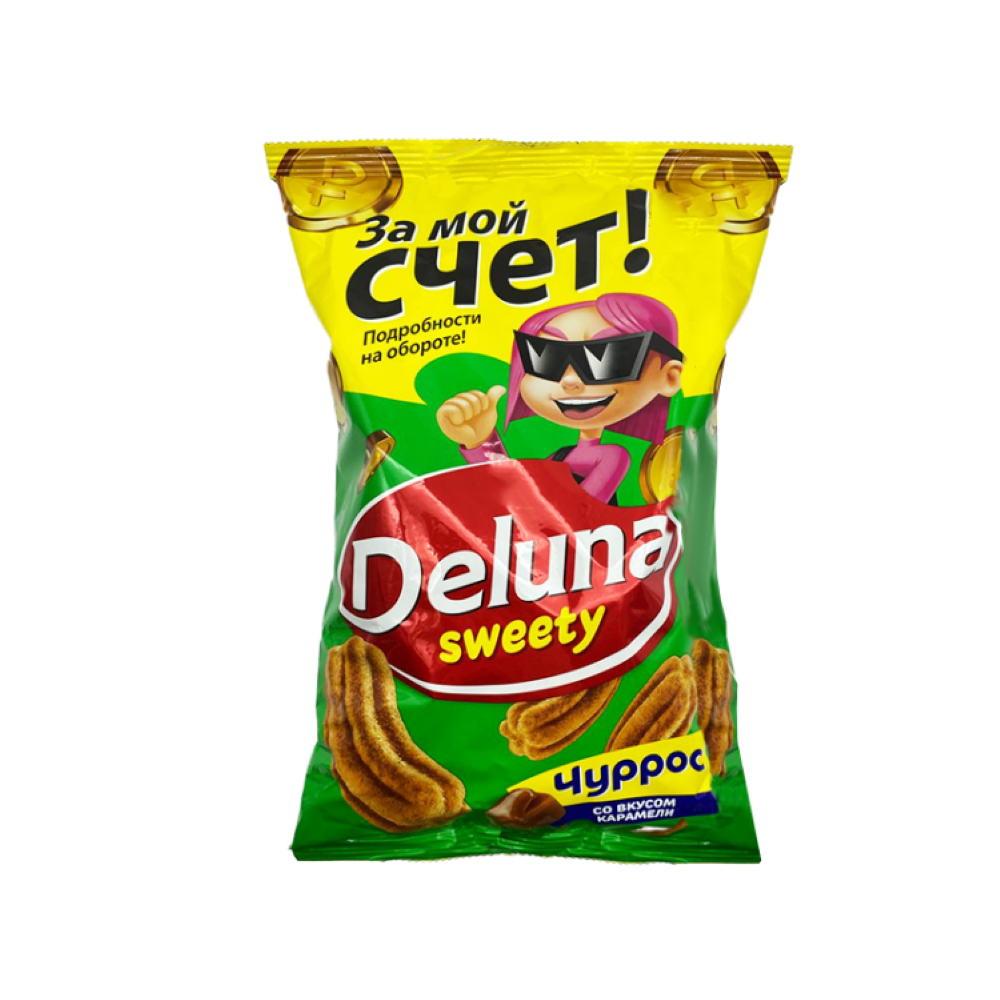 Кукурузные снеки Deluna Чуррос с карамелью 85 г