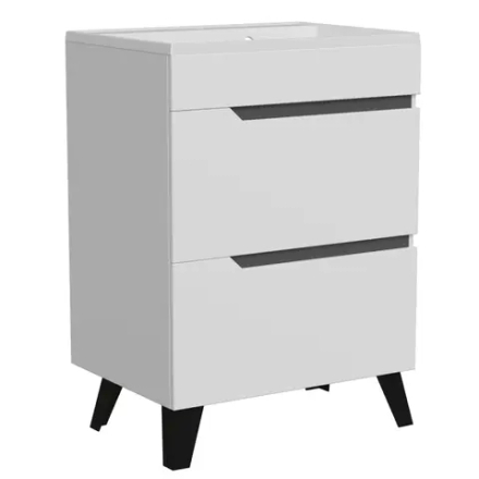 Тумба с раковиной ОРИОН-60 2 ящика белый/графит