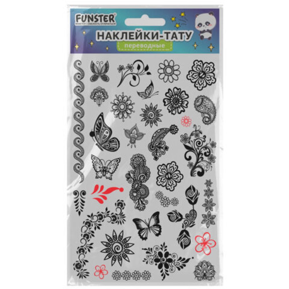 Наклейки-тату переводные "Ассорти", 29х15,5 см, ассорти 12 видов, FUNSTER (ФАНСТЕР), 666106