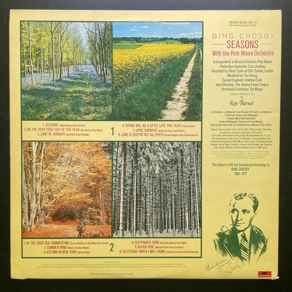 Bing Crosby ‎– Seasons (Англия 1977г.)