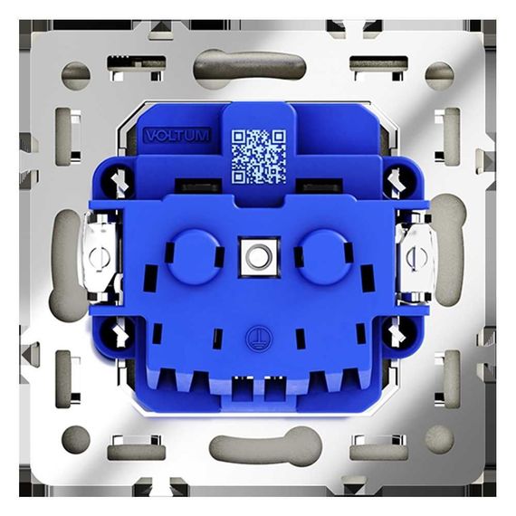 Розетка встраиваемая Voltum S70 с заземлением, защитными шторками и крышкой 16А, (сталь) VLS040305