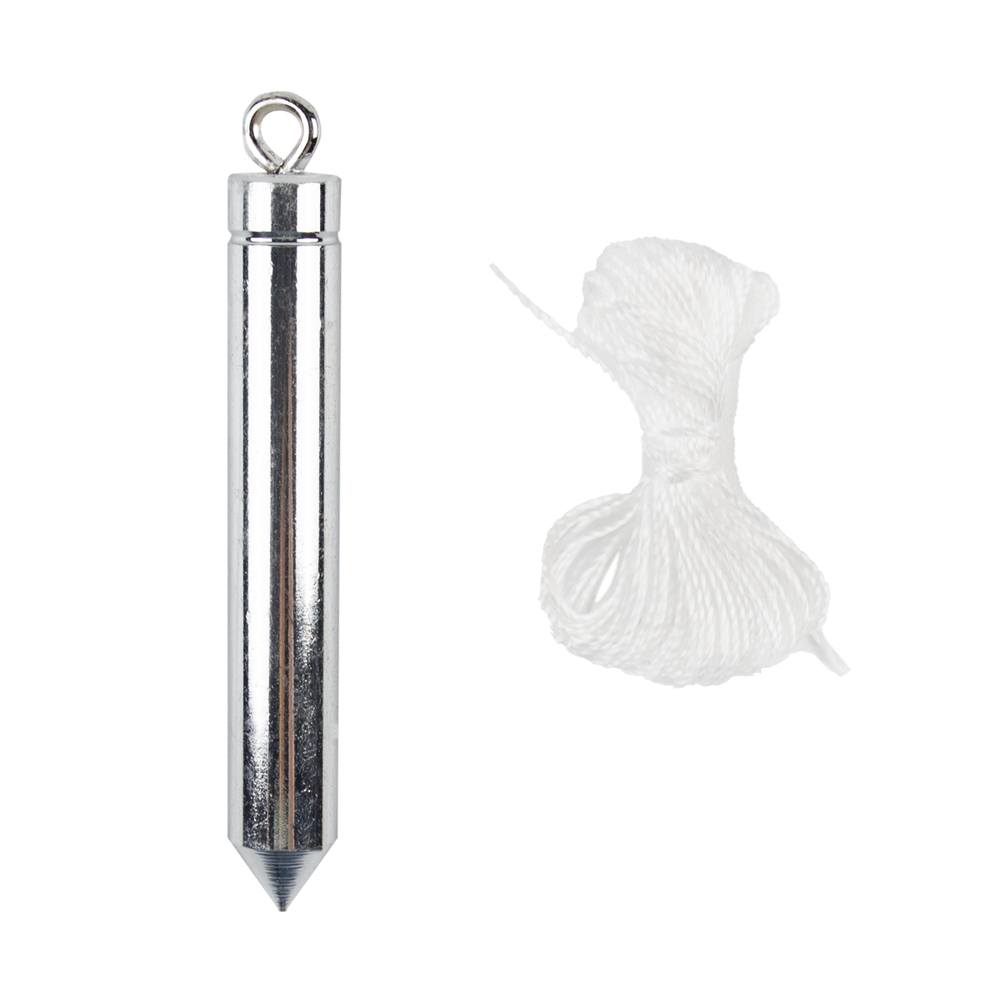 Отвес цилиндрический Шабашка, металл, шнур 5 м, 150 г