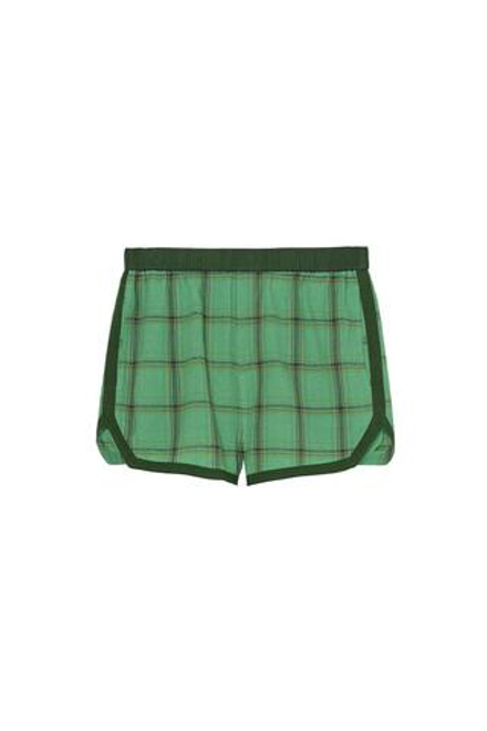 ZARA X BENITO ANTONIO ШОРТЫ-БЕРМУДЫ С КОНТРАСТНОЙ КЛЕТЧАТОЙ ОТДЕЛКОЙ, ЗЕЛЕНЫЙ
