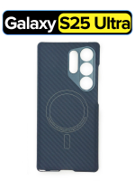 Карбоновый чехол MosSeller для Samsung Galaxy S25 Ultra с Магсейф, черный