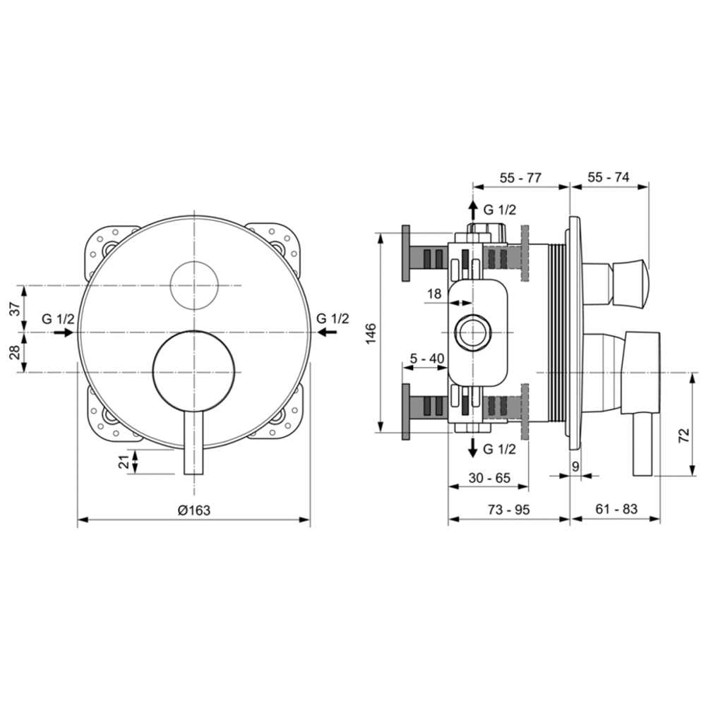 Смеситель Ideal Standard  CERALINE A7389AA для ванны/душа