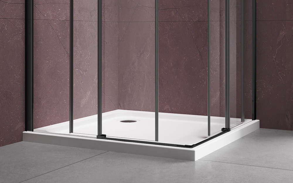 Душевой уголок Dice VSS-4D900CLB, 900*900, черный, стекло прозрачное