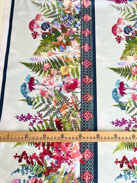 КАЙМА ЛЕСНЫЕ ТРАВЫ, РОЗОВЫЙ, БАТИК СТИЛЬ, отрез 80 см 100% хлопок 4