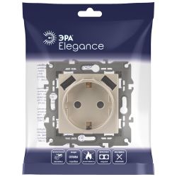 Розетка ЭРА Elegance 14-4109-04 2P+E 16A-250В штор. с 2xUSB 5В-3А шампань