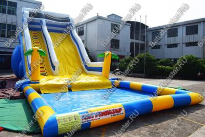 Надувная водная горка с бассейном «Пляжный оазис», 16*7*7 м