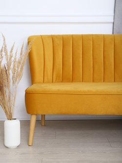 Диван "Donatello" антивандальный велюр горчичный/натурал