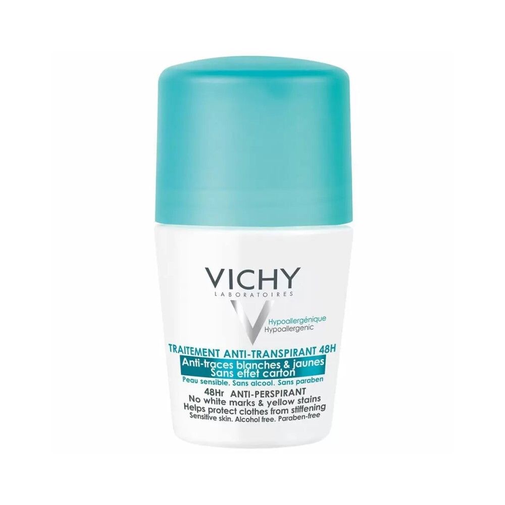 Vichy Traitement Anti-Transpirant 48H Шариковый дезодорант-антиперспирант против белых и желтых пятен 48 часов, 50 мл