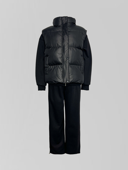 Спортивный костюм-тройка 23367 из зип-кофты, прямых штанов на кулиске и жилета