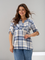 Блузка БЛ-131/клеткаголубая-серебро