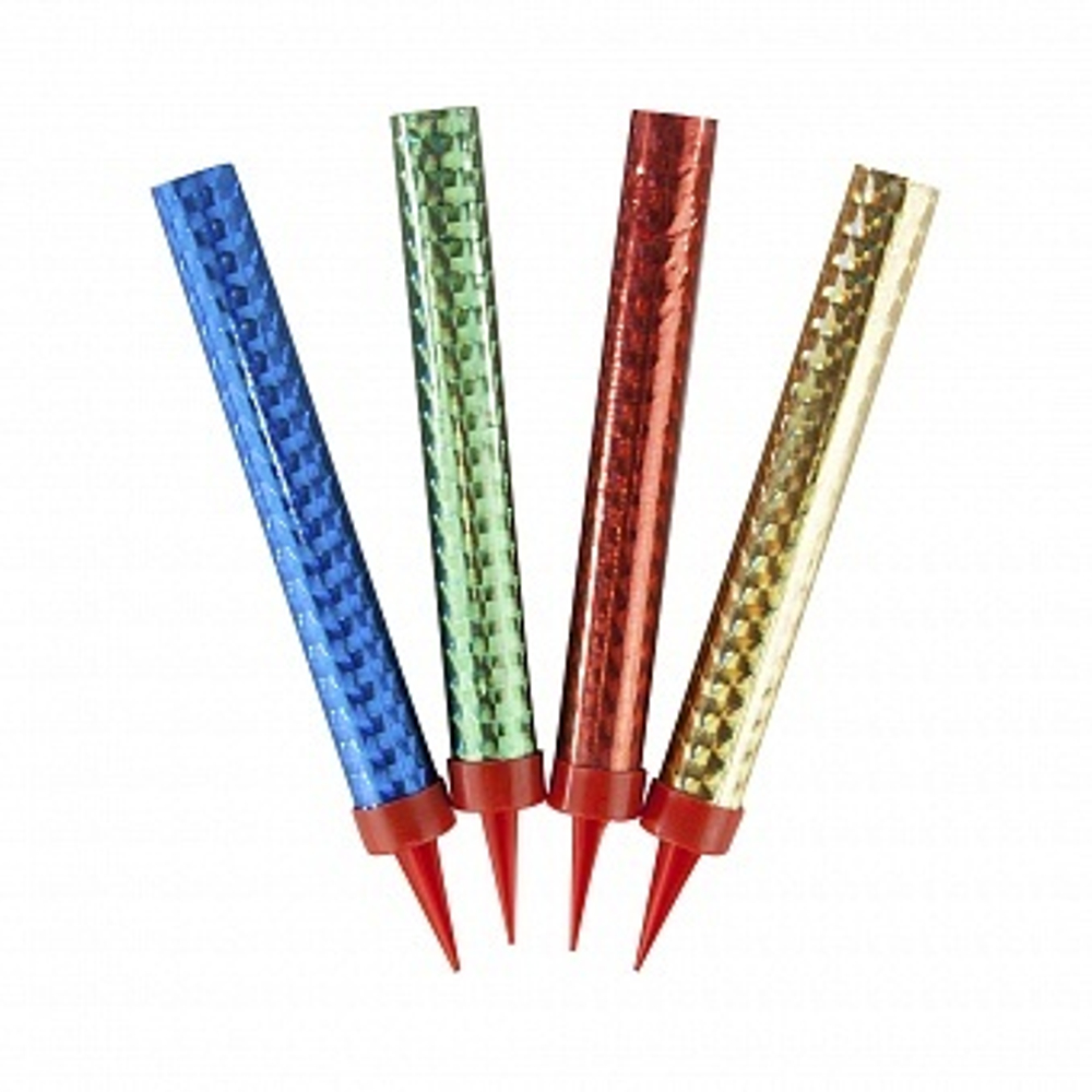 Свеча Фонтан для торта 50 сек. Радужное пламя Ассорти 12 см. 4 шт.