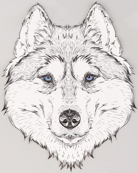 5220987 Термотрансфер волк ч/б 15,5*20см