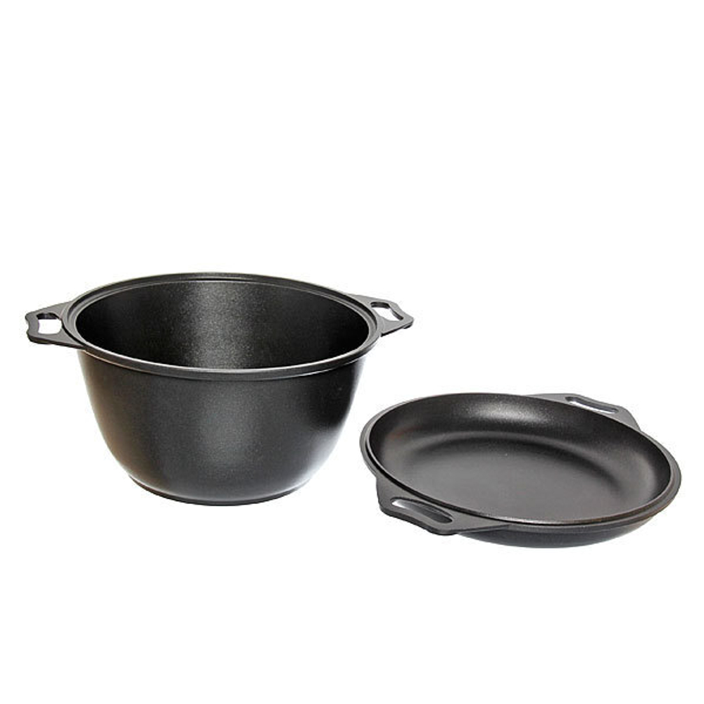 Казан 4л литой алюминий с крышкой-сковородой КМ-к44а