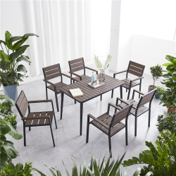 Алюминиевый прямоугольный стол  120*70 ПОЛИВУД-5 «POLYWOOD-5» цвет каштан арт.1029