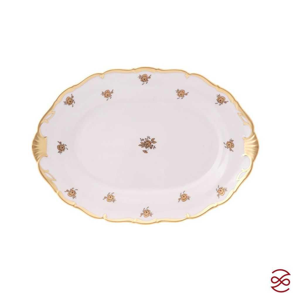 Блюдо овальное Queen's Crown Золотая роза 33 см