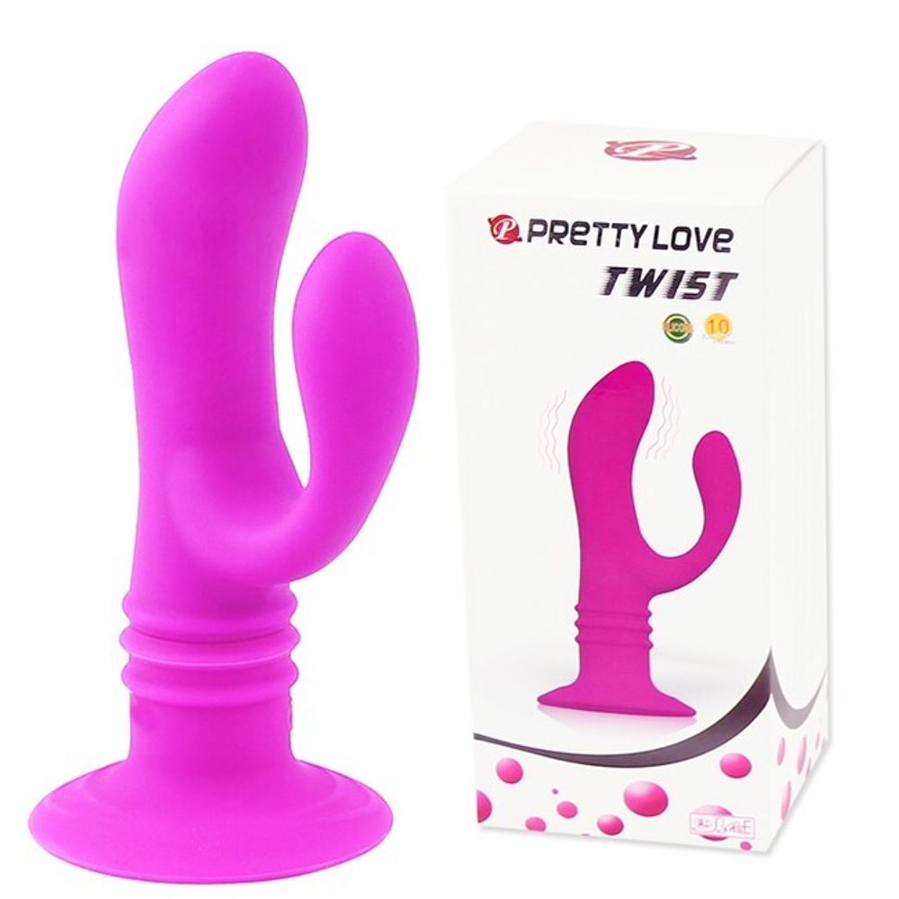 Анальный стимулятор с отростком на присоске Pretty Love TWIST (10 режимов), розовый (Цвет: фуксия)