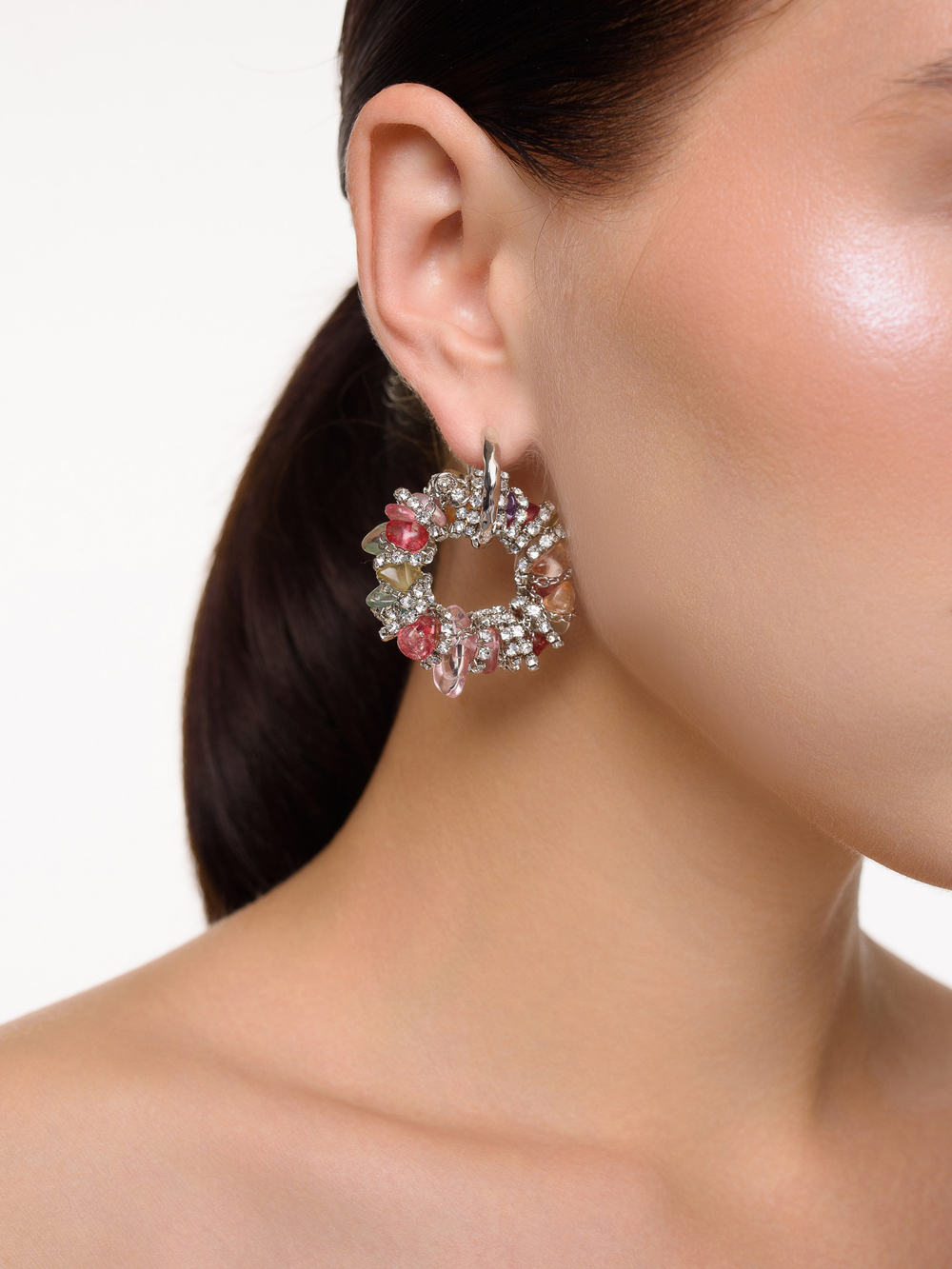 Серьги "Character" Mix камней Silver