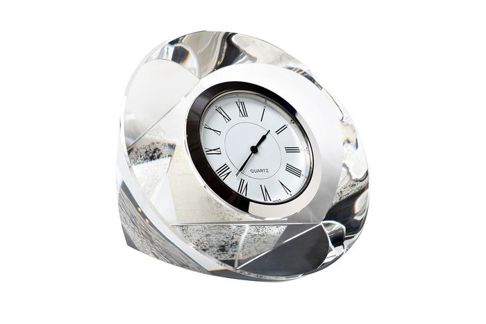 Часы настольные стеклянные серебряные Garda Decor C80721
