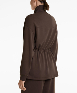Oysho Толстовка длинная с высоким воротником и регулируемой талией из мягкого модала, темно-коричневый