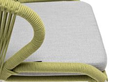 "Милан" стул плетеный из роупа, каркас алюминий светло-серый (RAL7035) муар, роуп салатовый меланж круглый, ткань светло-серая