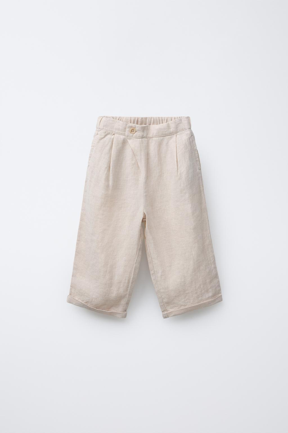 ZARA БРЮКИ ИЗ 100% ЛЬНА С ЗАПАХОМ, СВЕТЛО-БЕЖЕВЫЙ