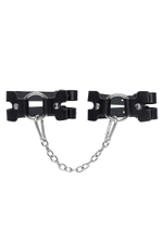 Черные кожаные оковы из двух ремешков (Цвет: черный)