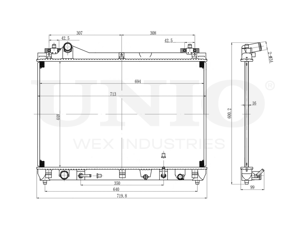 Радиатор охлаждения двигателя UNIO RAD-10041