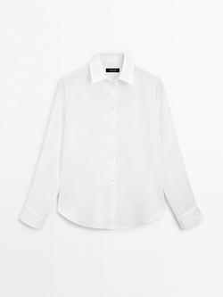 Massimo Dutti Рубашка из струящегося 100% льна, белый