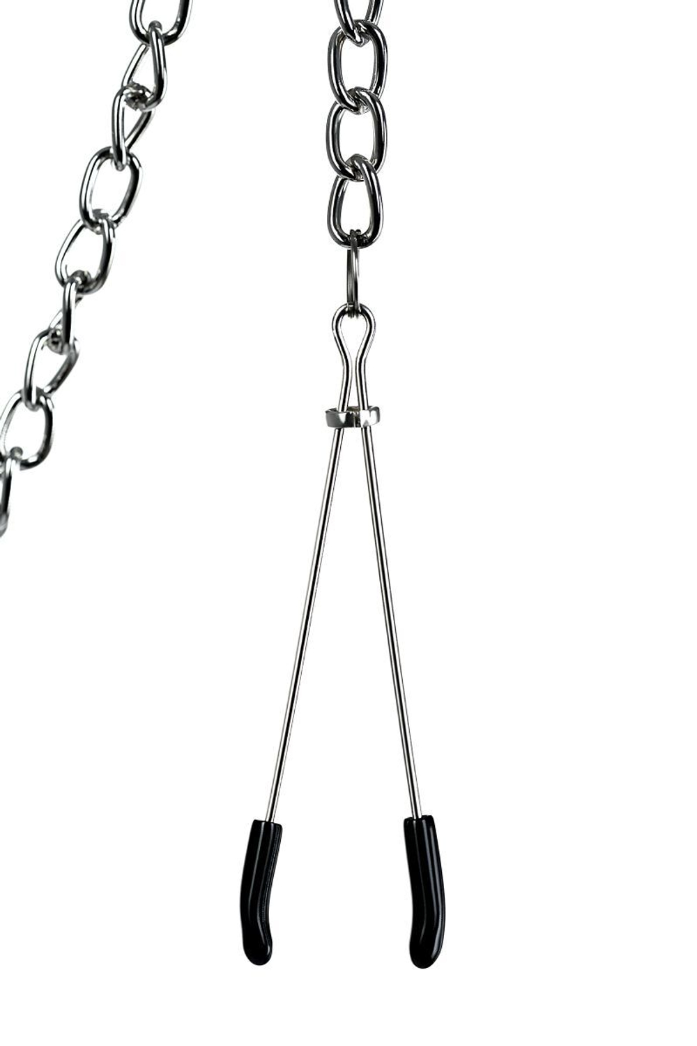 Серебристые зажимы для сосков и клитора на цепочке (Цвет: серебристый)