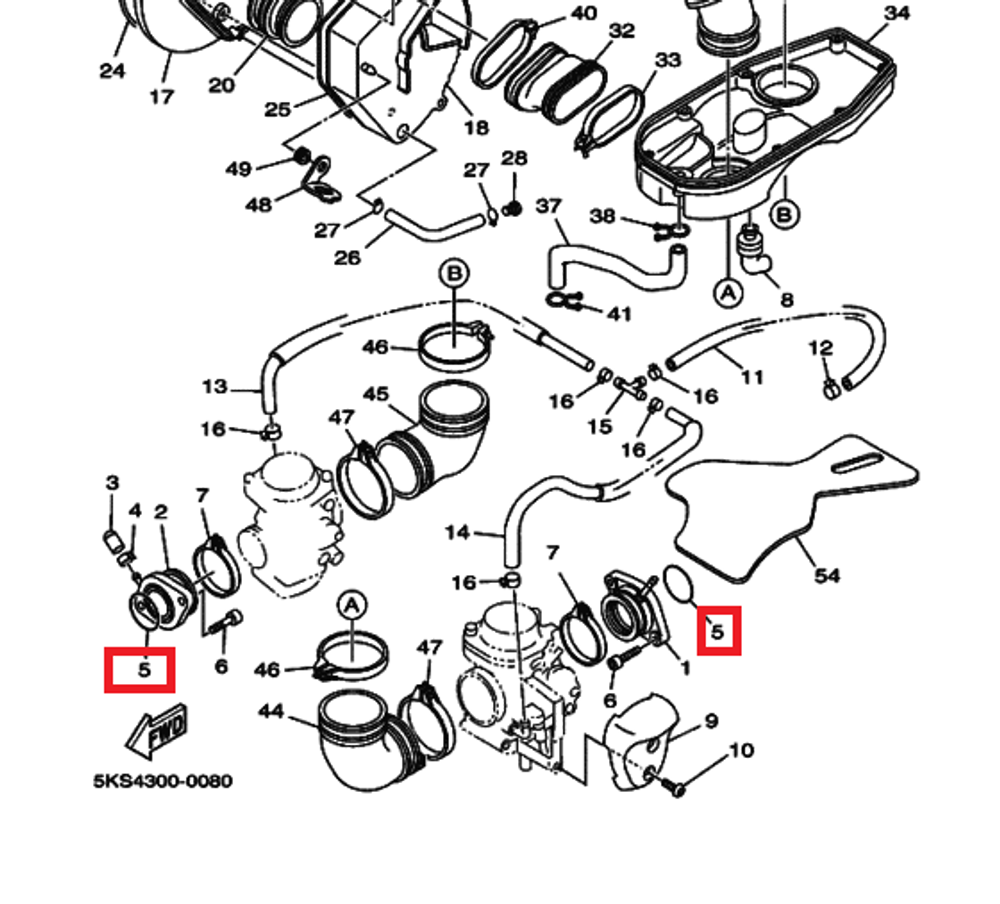 уплотнительное кольцо патрубка Yamaha XVS1100 XJR1300 TDM850