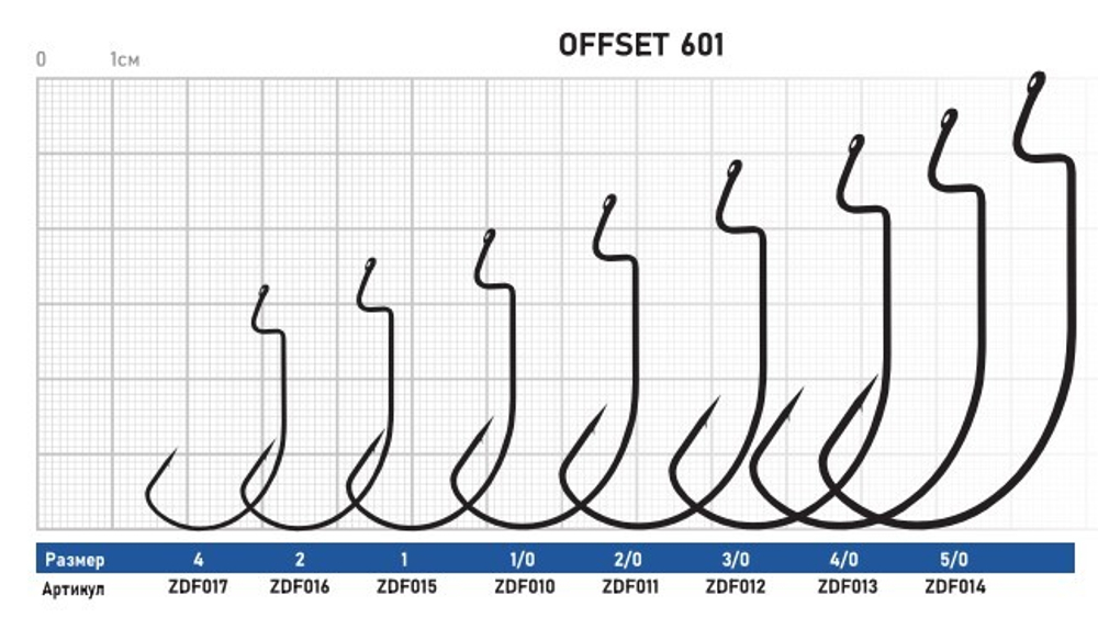 Крючок Offset ZUB 601 # 4/0 (упак. 5 шт)