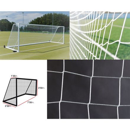 Сетка футб. EL LEON DE ORO, 12443010000,a:7.5 b:2.5 c:1.2 d:2.5, нить 3мм ПП, ячейка 10х10 см, белый