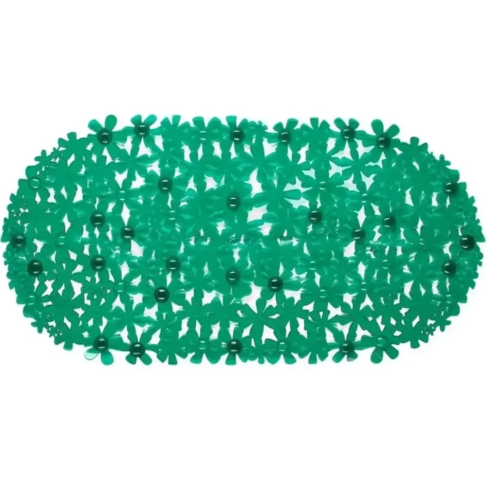 Коврик противоскользящий в ванную Цветы 66см, зеленый ЦБ-00-2962