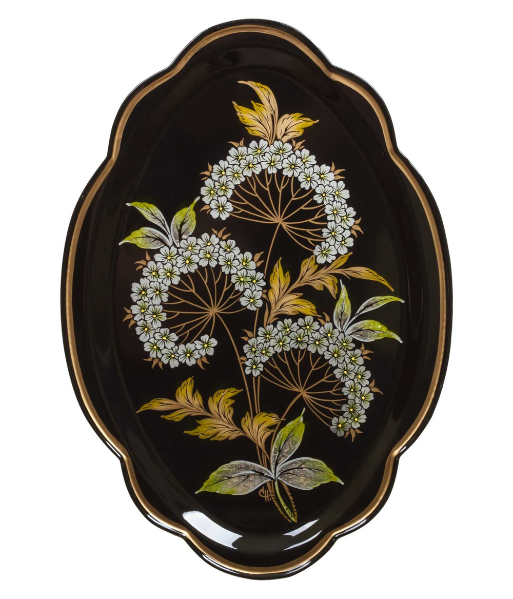 Жостовский поднос декоративный, размер 32х22 см (A11), металлический