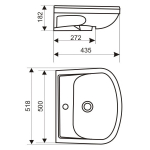 Раковина накладная "Альфана-52" красная (ОК)