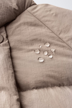 ZARA ПУХОВИК WATER REPELLENT С ОТСТЕГИВАЮЩИМСЯ МЕХОВЫМ КАПЮШОНОМ, БЕЖЕВЫЙ