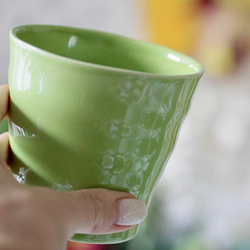 Ваза керамическая кашпо зеленое. Горшок. D10 х H9 см