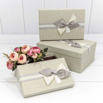 Коробка 23х16х9.5 см Набор 3 шт с бантом (Бежевый)