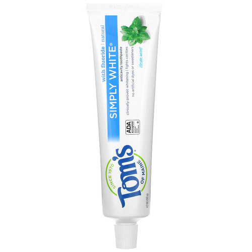 Tom's of Maine, Зубная паста Simply White от кариеса с фтором, чистая мята, 133 г (4,7 унции)