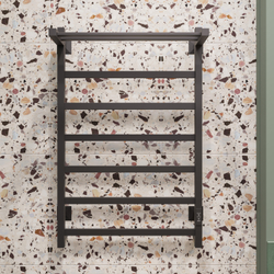 Полотенцесушитель электрический EWRIKA Пенелопа КВ7 80x55 см, подключение справа, слева, скрытое подключение справа, графит, лесенка, из стали, с полкой