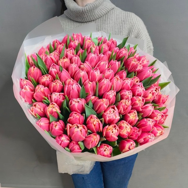 Букет из 101 пионовидного тюльпана