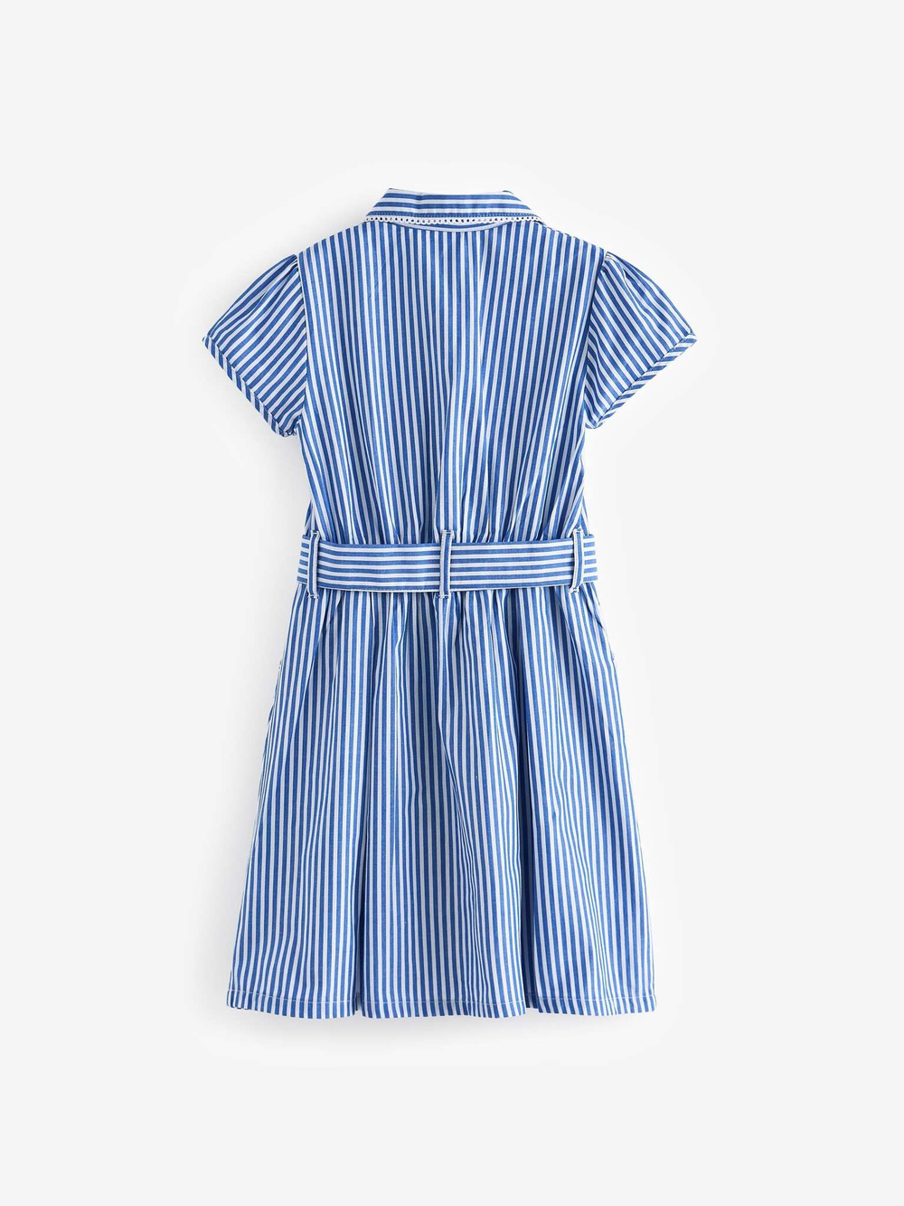 Платье школьное с воротником и поясом для девочки Next Q77-069, Голубой, Белый