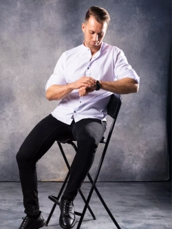 Рубашка с длинным рукавом стойка